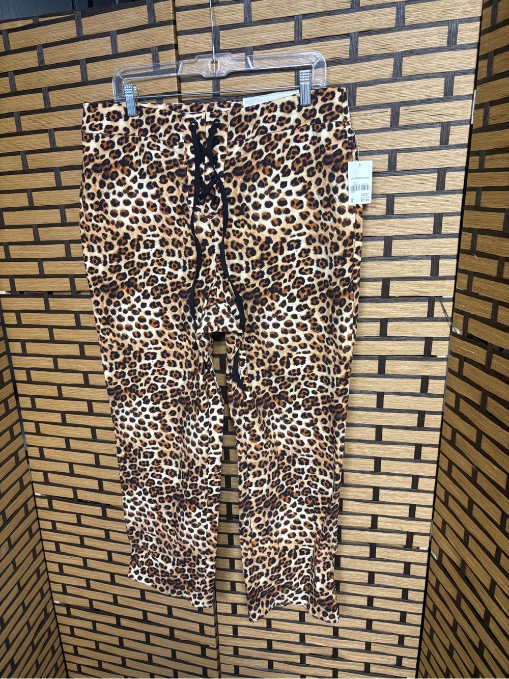 Cato leopard print lace up high rise slim leg dress pants size 16